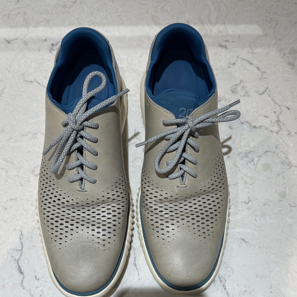 Cole Haan Men's Gray Perforated Shoes Grand 2.0 9.5m